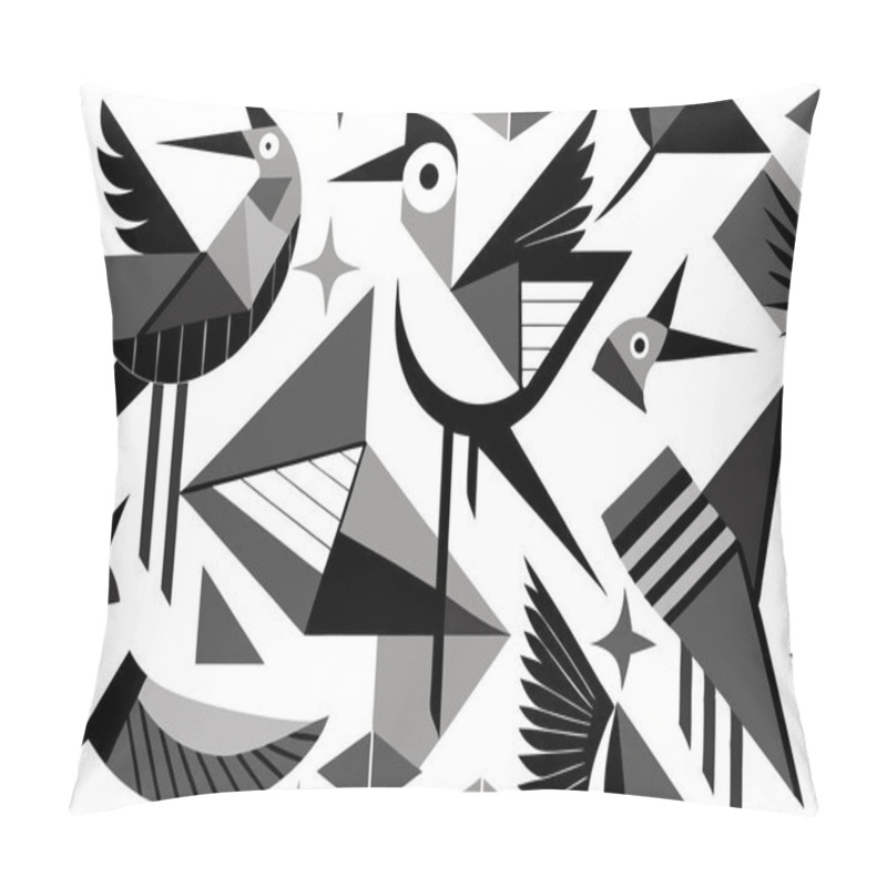 Personality  Minimalist Group Of Birds Illustration With Unique Geometric Designs Pillow Covers