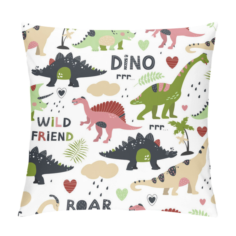 Personality  Seamless Pattern With Cute Dinosaurs For Children Textile , Wallpaper , Posters And Other Design Pillow Covers