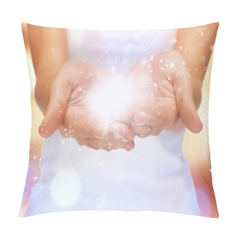 Personality  Magic Twinkles On Female Hands Pillow Covers