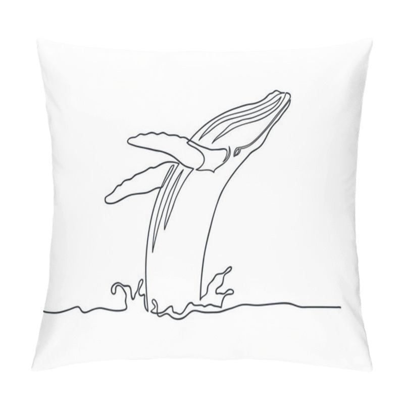 Personality  Breaching Humpback Whale Line Art Pillow Covers