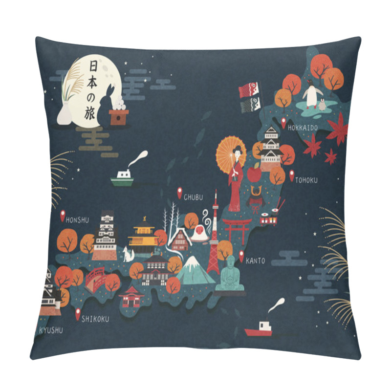 Personality  Japan Travel Map Pillow Covers