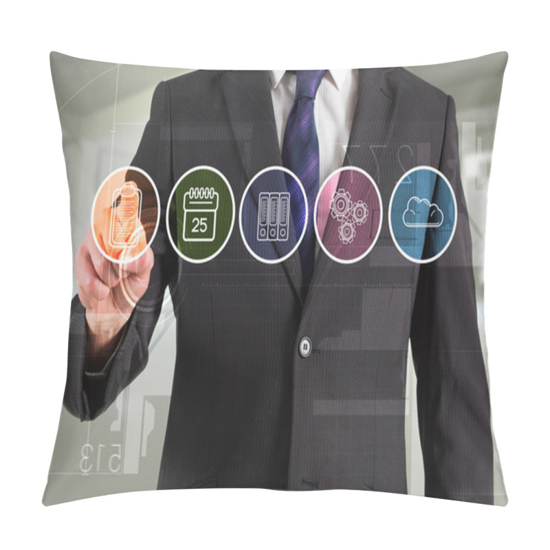 Personality  Businessman In Suit Pointing Finger At Menu Pillow Covers