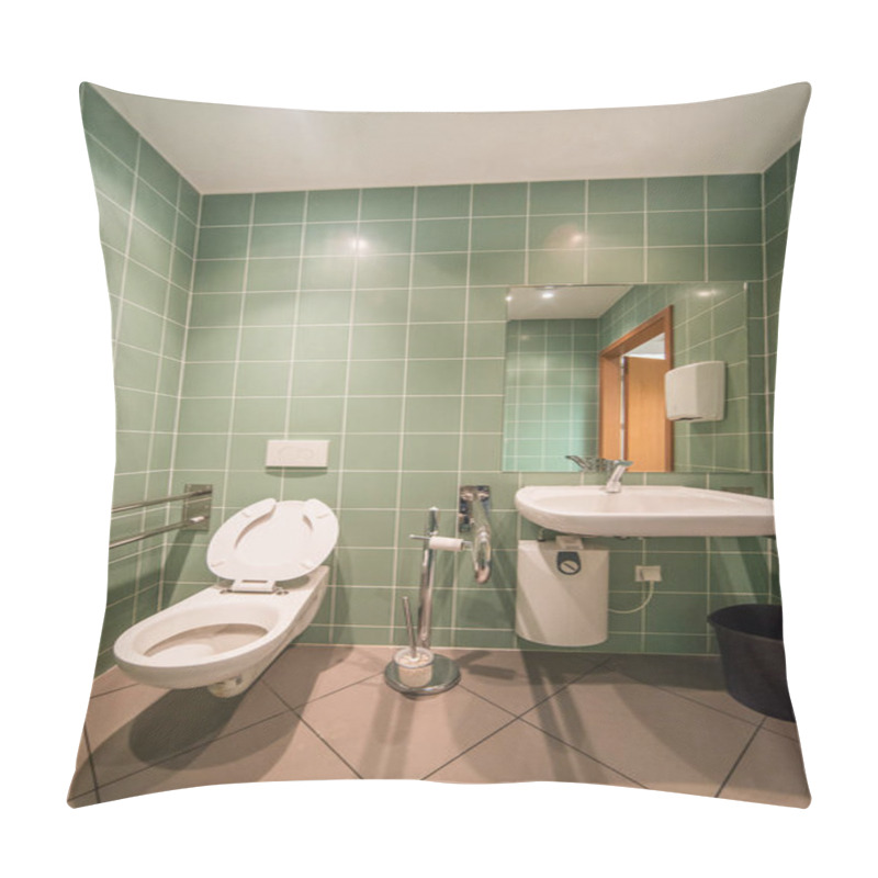 Personality  Green, Modern Bathroom For The Disabled Pillow Covers