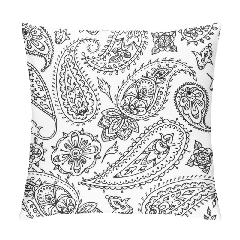 Personality  Seamless Indian Floral Paisley Pattern, Textile Print. Pillow Covers