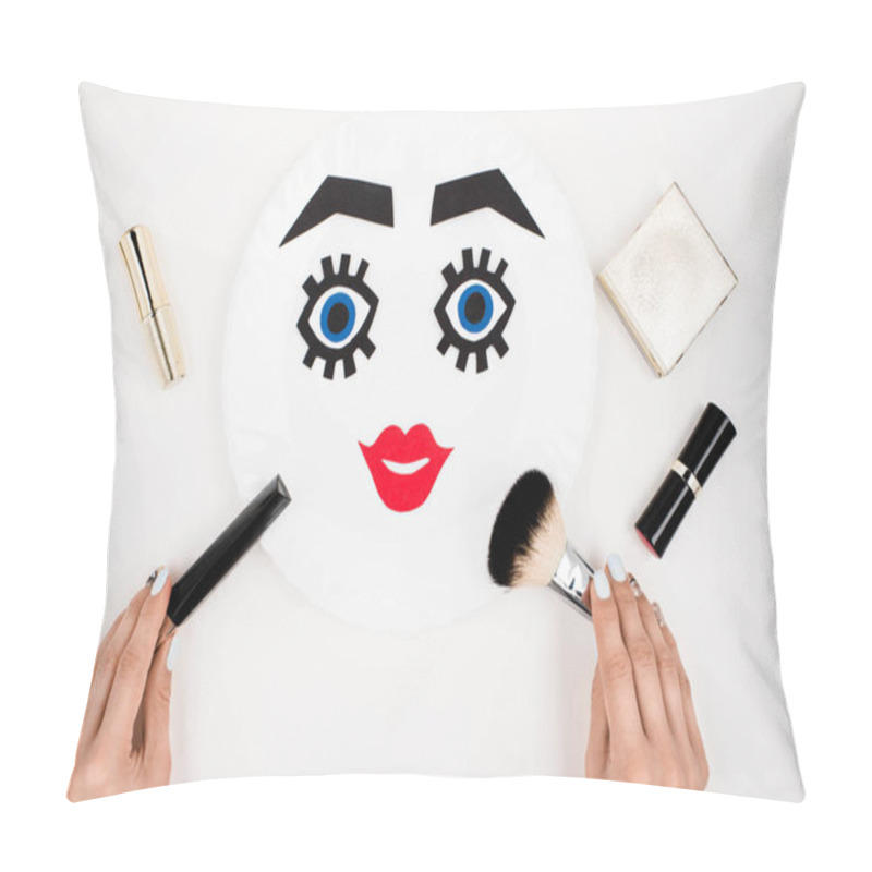 Personality  Paper Face With Makeup On Plate  Pillow Covers