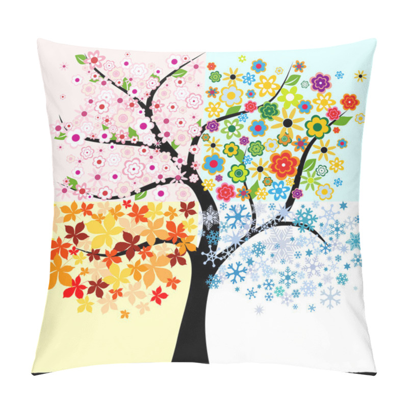 Personality  Four Season Tree Pillow Covers