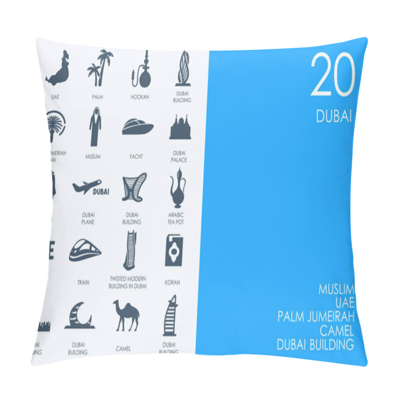 Personality  Set Of Icons On Blue Background Pillow Covers