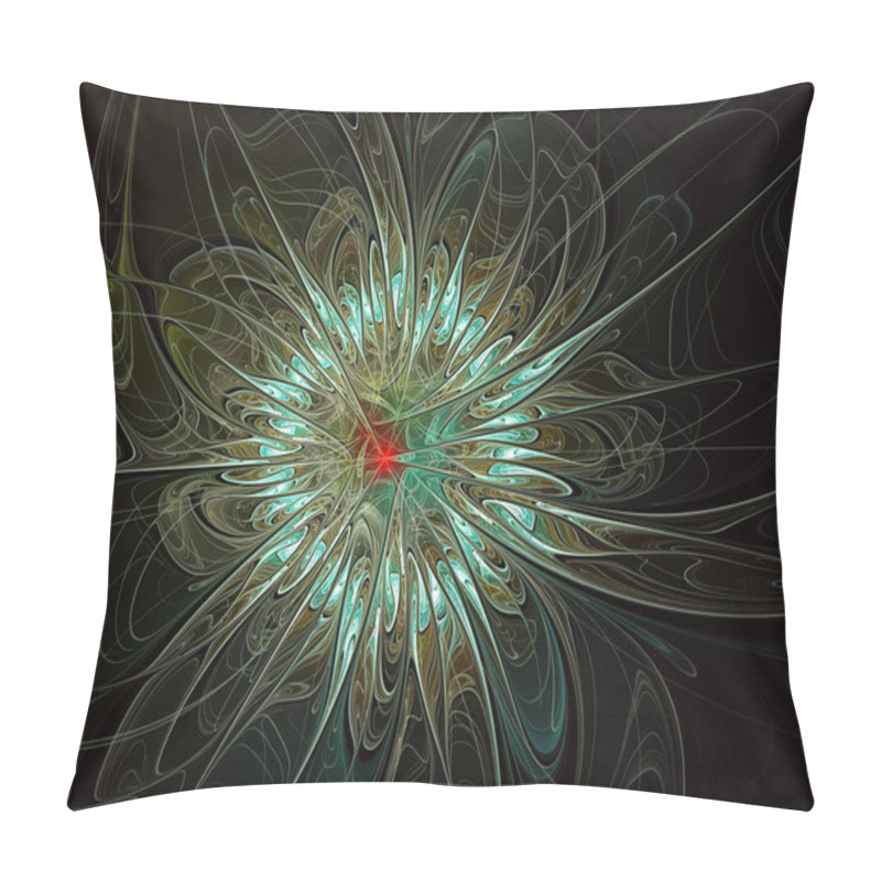 Personality  Abstract Exotic Flower With Textured Petals. Fantasy Fractal Design Pillow Covers