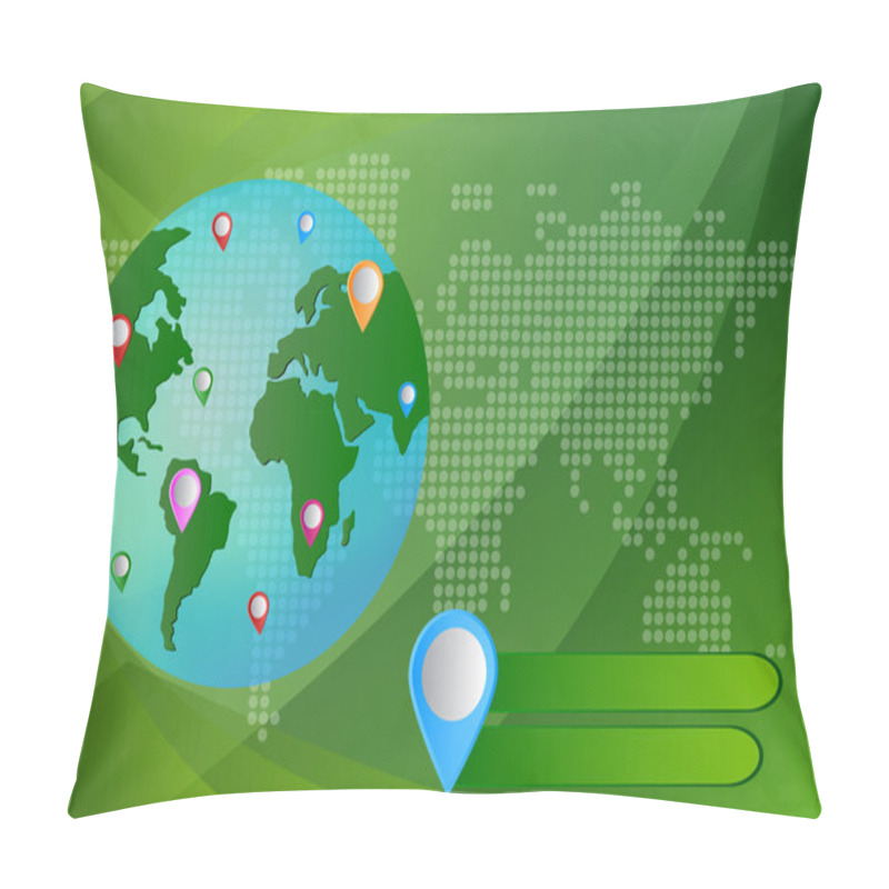 Personality  World Mapwith GPS Icons. Global Navigation Pillow Covers