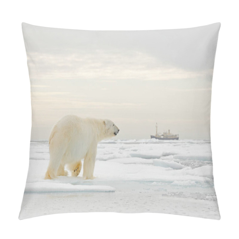 Personality  Polar Bear On The Ice. Bear On Drifting Ice With Snow, White Animal In Nature Habitat, Svalbard, Norway. Animal Playing In Snow, Arctic Wildlife.  Pillow Covers