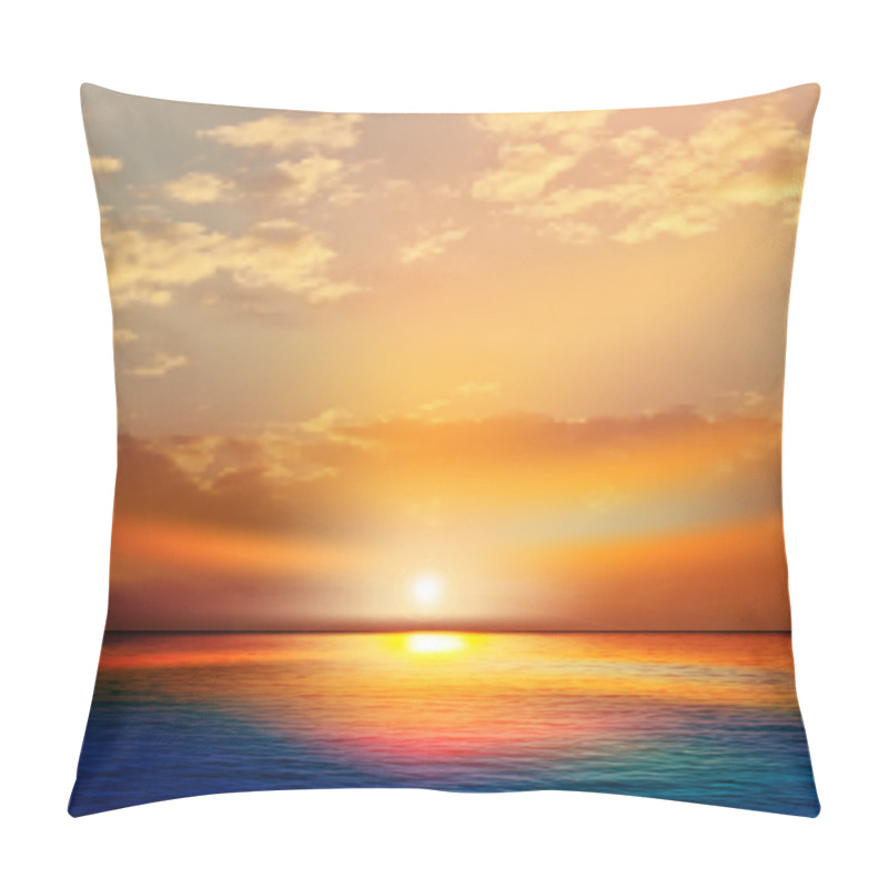 Personality  Abstract Nature Background With Sea Sunset And Clouds Pillow Covers