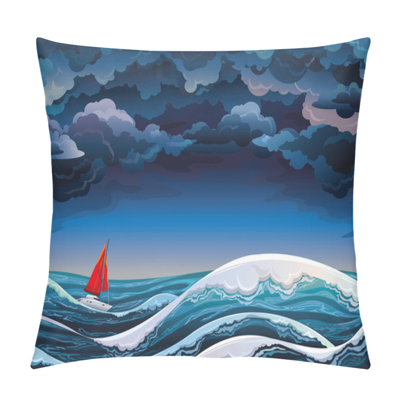 Personality  Red Sailboat And Stormy Sky Pillow Covers