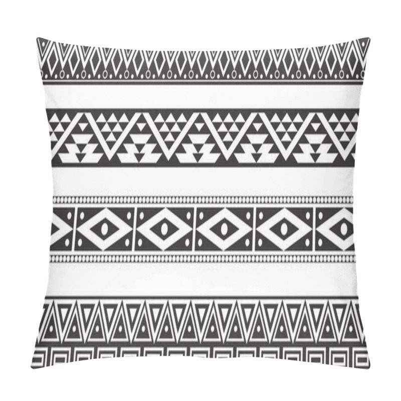 Personality  Vector Monochrome Seamless Set Of Native American Folk Ornaments. Frames And Borders Of The Peoples Of South And North America, Aztecs, Incas, Mayans, Cherokee, Comanches, Iroquois, Apaches, Pillow Covers