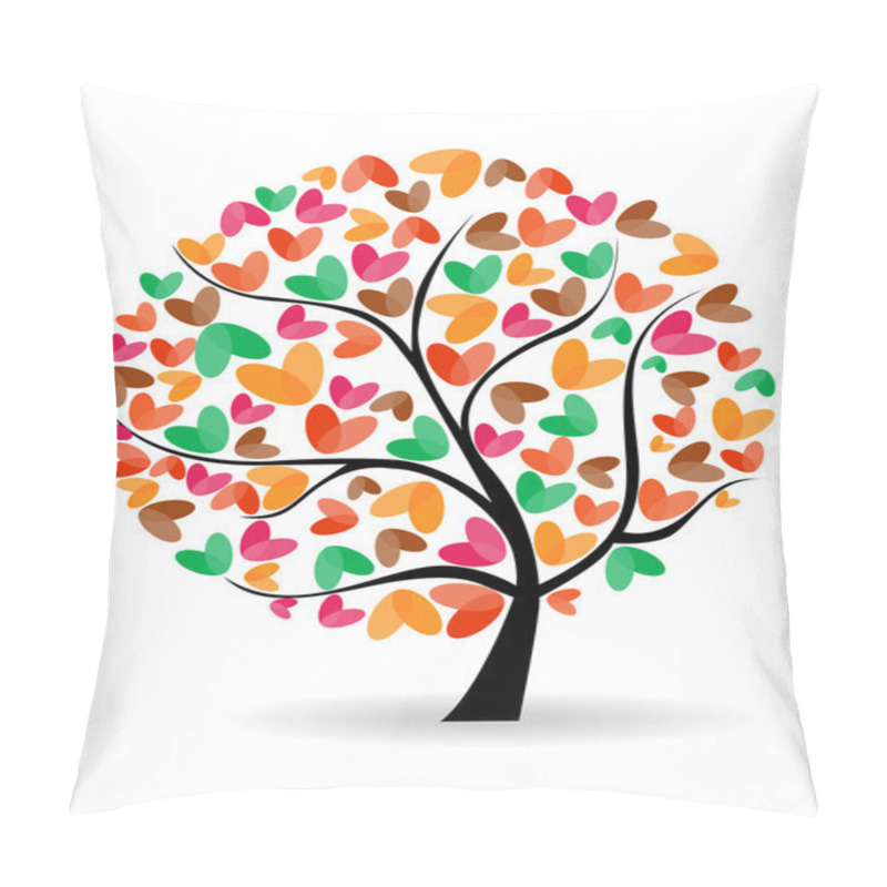 Personality  Vector Illustration Of A Love Tree On Isolated White Background. Pillow Covers