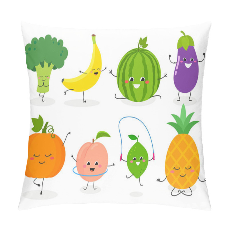 Personality  Funny Cartoon Sporty Fruit And Veggie Characters Pillow Covers