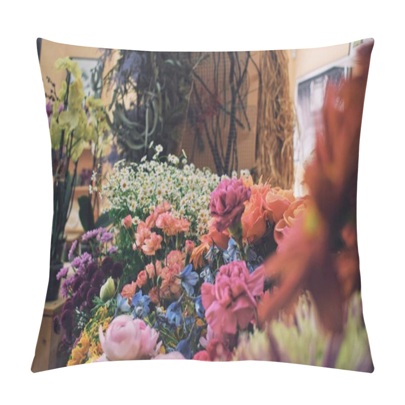 Personality  Manual Cutting Work With Flowers In A Florist, Barcelona  Pillow Covers