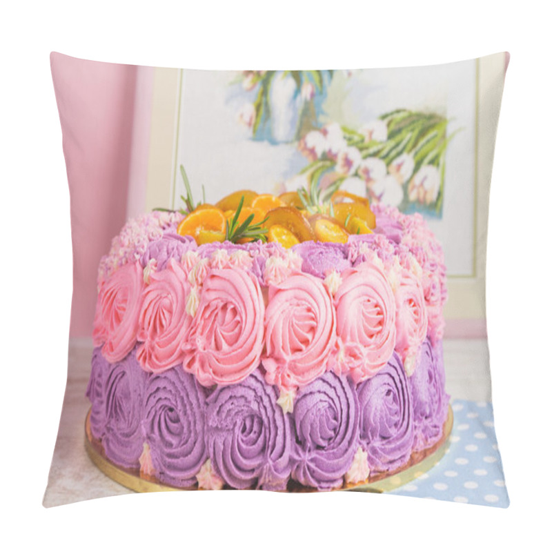 Personality  Pink And Purple Cream Cake Pillow Covers