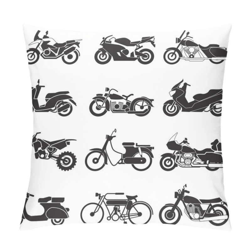 Personality  Motorcycle Icons Set  Vector Illustration  Pillow Covers