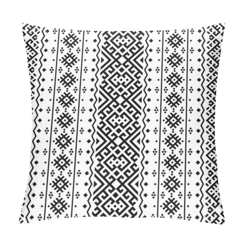 Personality  Monochrome Ethnic Pattern Vertical Texture Design Vector Pillow Covers