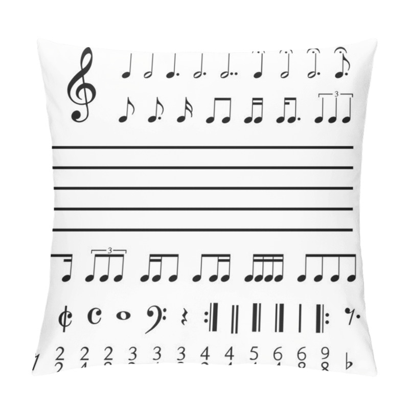 Personality  Illustration Of Musical Notes And Numbers Pillow Covers