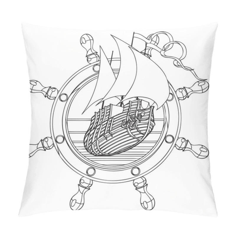 Personality  Badge With Steering Wheel Black And White Pillow Covers