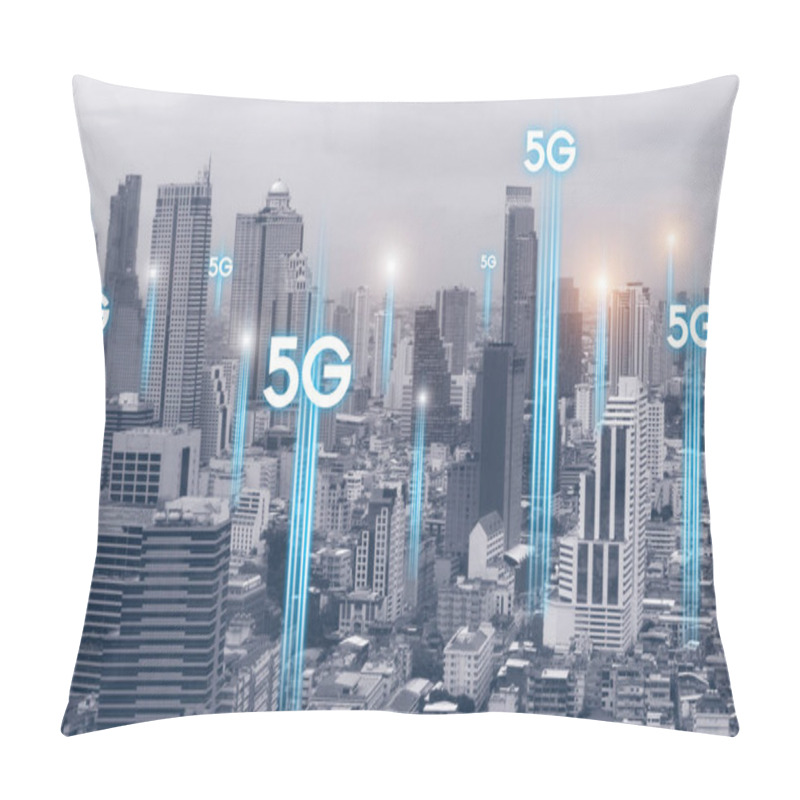 Personality  5g Communication Network Connection For Internet Concept Or Tech Pillow Covers