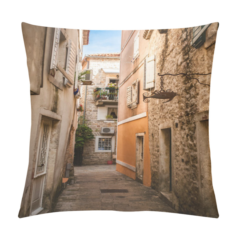 Personality  View Of Old Narrow Street At Sunny Day Pillow Covers