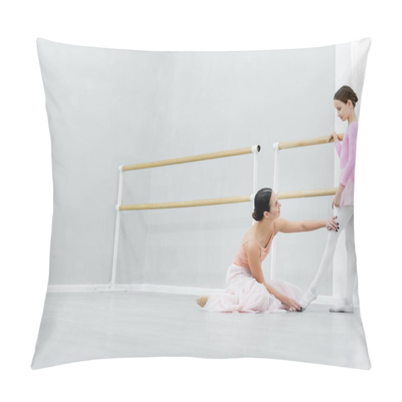 Personality  Side View Of Ballet Master Teaching Girl In Dance School Pillow Covers