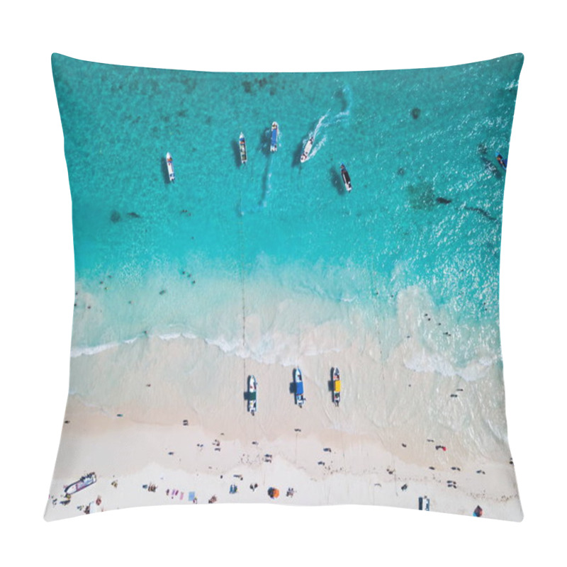 Personality  Boats At The Beach In Tulum Mexico Aerial View Pillow Covers