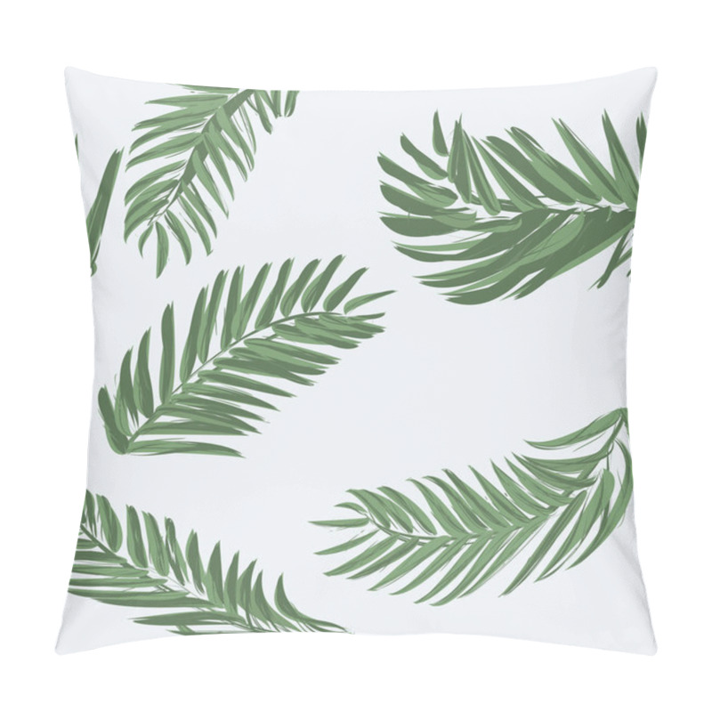 Personality  Palm Leaf Seamless Pattern Background. Beach Seamless Pattern Wallpaper Of Tropical Leaves Of Palm Trees. Vector Illustration. Pillow Covers