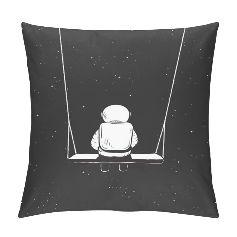 Personality  Lonely Astronaut Sits In Outer Space.Cosmic Vector Illustration Pillow Covers