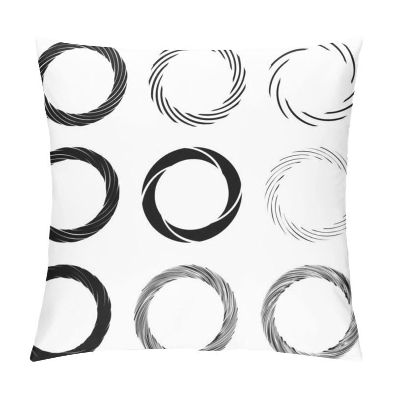 Personality  Circular Spiral, Swirl, Twirl Design Element. Concentric, Radial And Radiating Burst Of Lines With Rotation, Gyre And Curved Distortion Pillow Covers