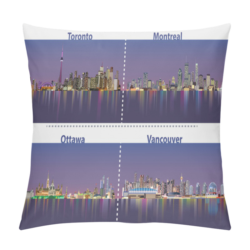 Personality  Illustrations Of Urban Canadian City Skylines At Night Pillow Covers