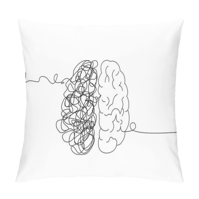 Personality  Mental Health ,brain Development  Medical Treatment Concept, Line In A Shape Of Arrange Messy To Perfect, Complicated String Try To Go In The Same Direction  , Vector  Illustration  Pillow Covers