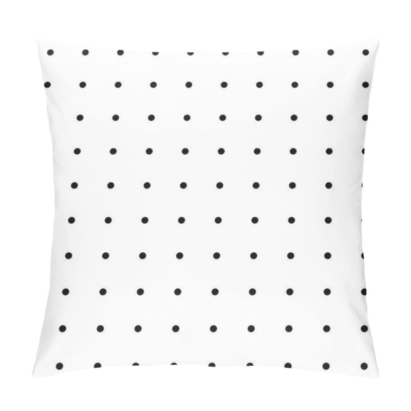 Personality  Black White Geometric Polka Dot Seamless Vector Pattern. Monochromatic Simple Halftone Background. Monochrome Decorative Dotted Wallpaper. Halftones Effect Modern Minimal Repeating Texture. Medium Regular Small Tiny Light Diagonal Symmetric Straight Pillow Covers