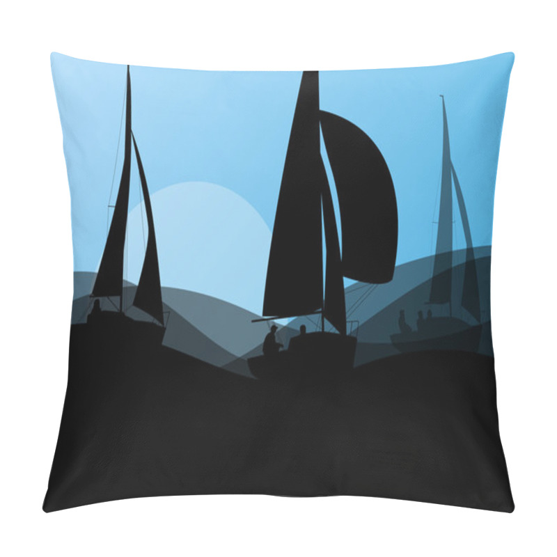 Personality  Yacht Sports Sailing With Active Men In Sea And Ocean Background Pillow Covers