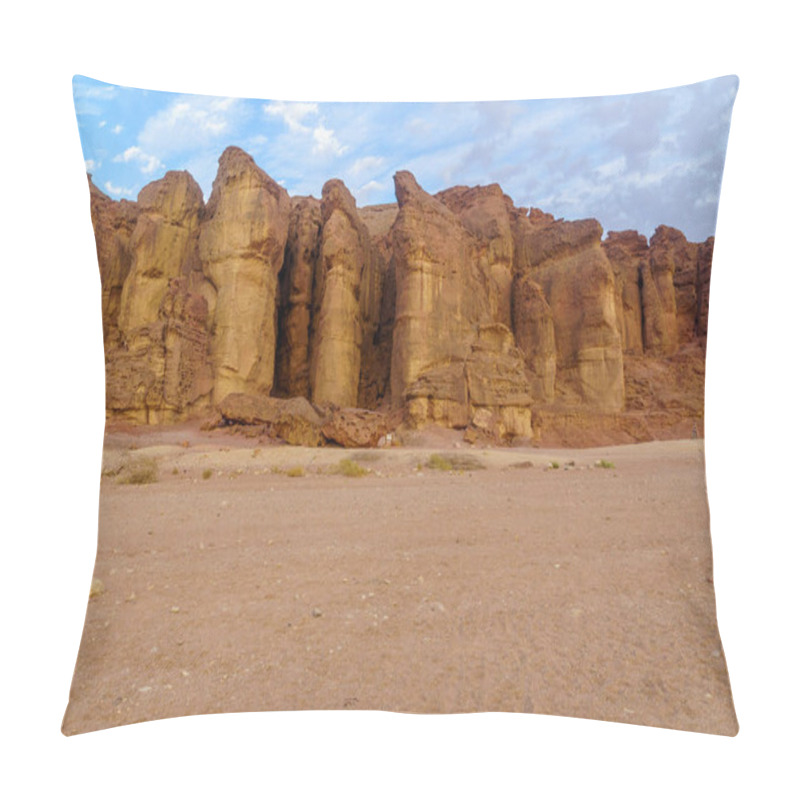 Personality  View Of Landscape And The Solomon Pillars Rock Formation, In The Timna Valley, Arava Desert, Southern Israel Pillow Covers