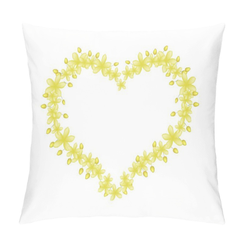 Personality  Beautiful Cassia Fistula Flowers In Heart Shape Pillow Covers