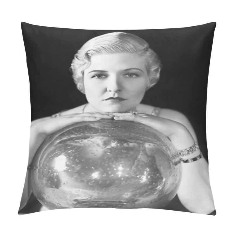 Personality  The World Might Be Her Oyster, But This Young Woman Seems, Leaning On Her Crystal Ball Pillow Covers