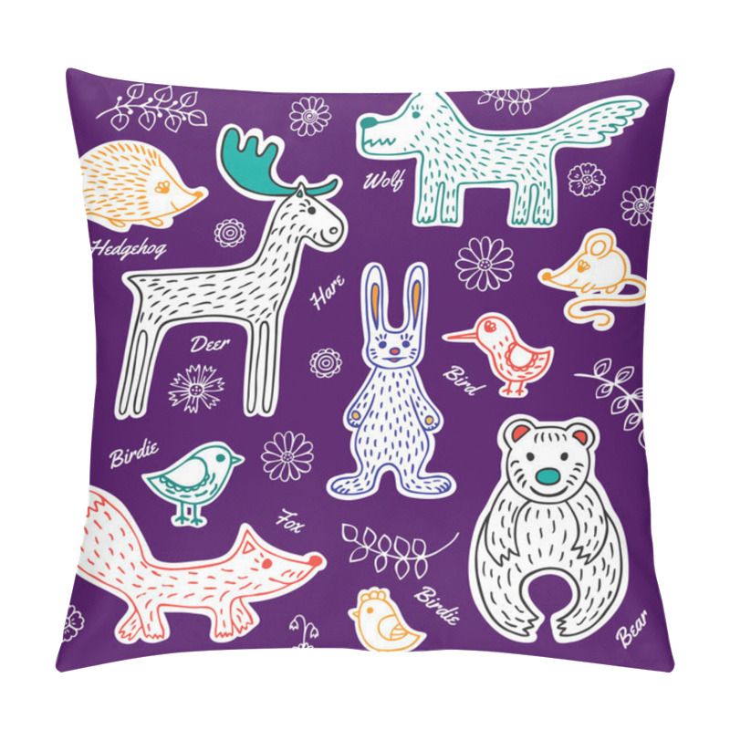 Personality  Set Forest Animals And Birds. Pillow Covers