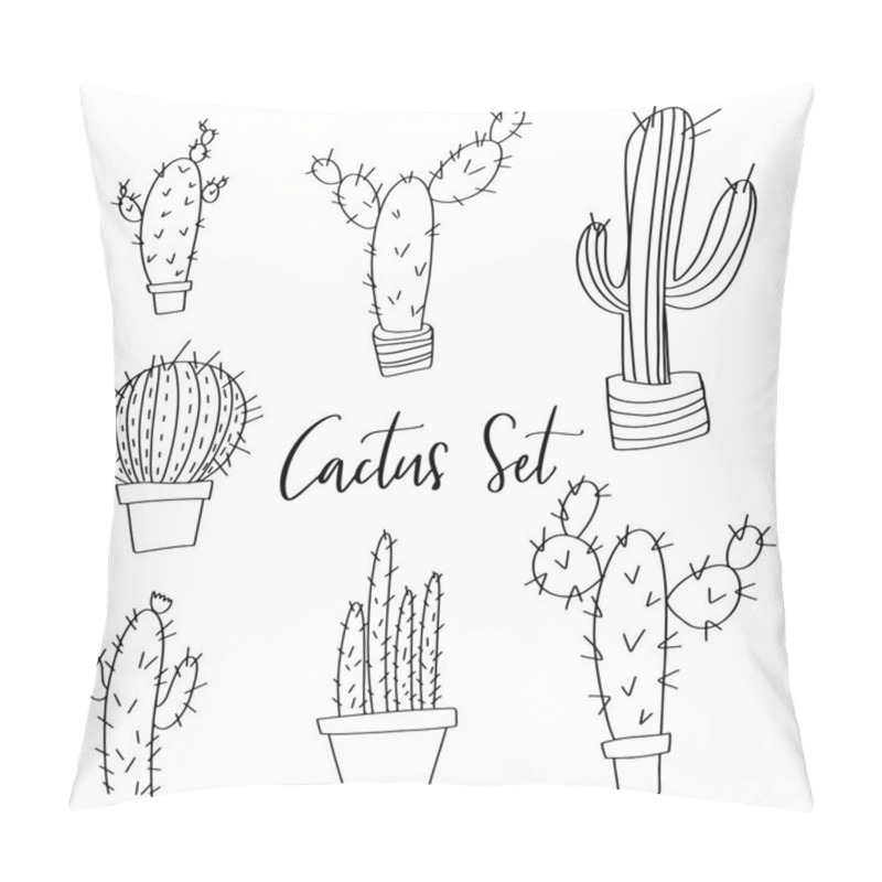 Personality  Cactus Succulents Vector Hand Drawn Doodles Pillow Covers