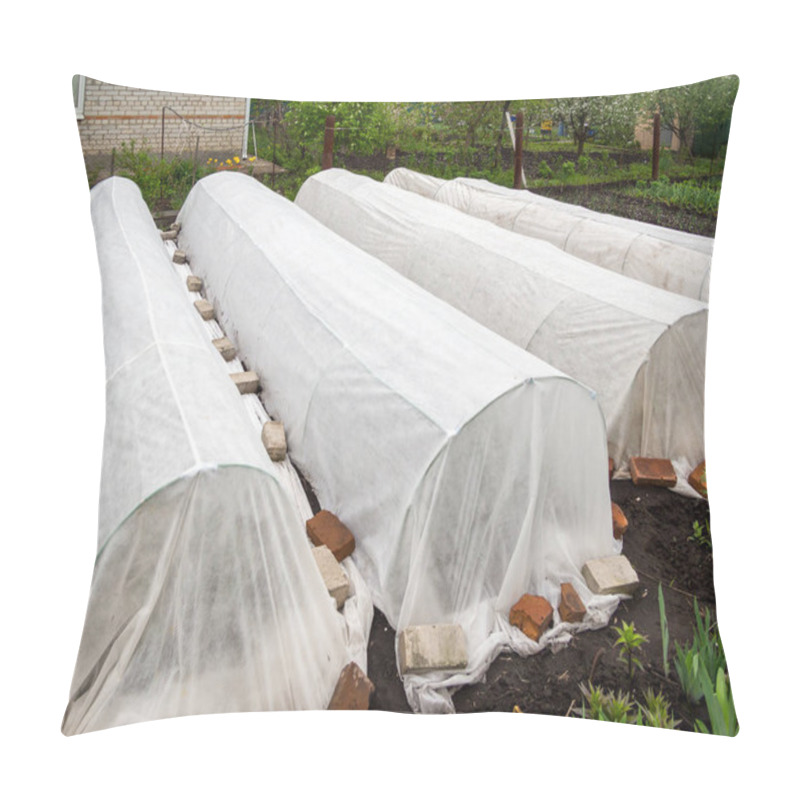 Personality  Garden Beds Covered With White Covering Material Pillow Covers