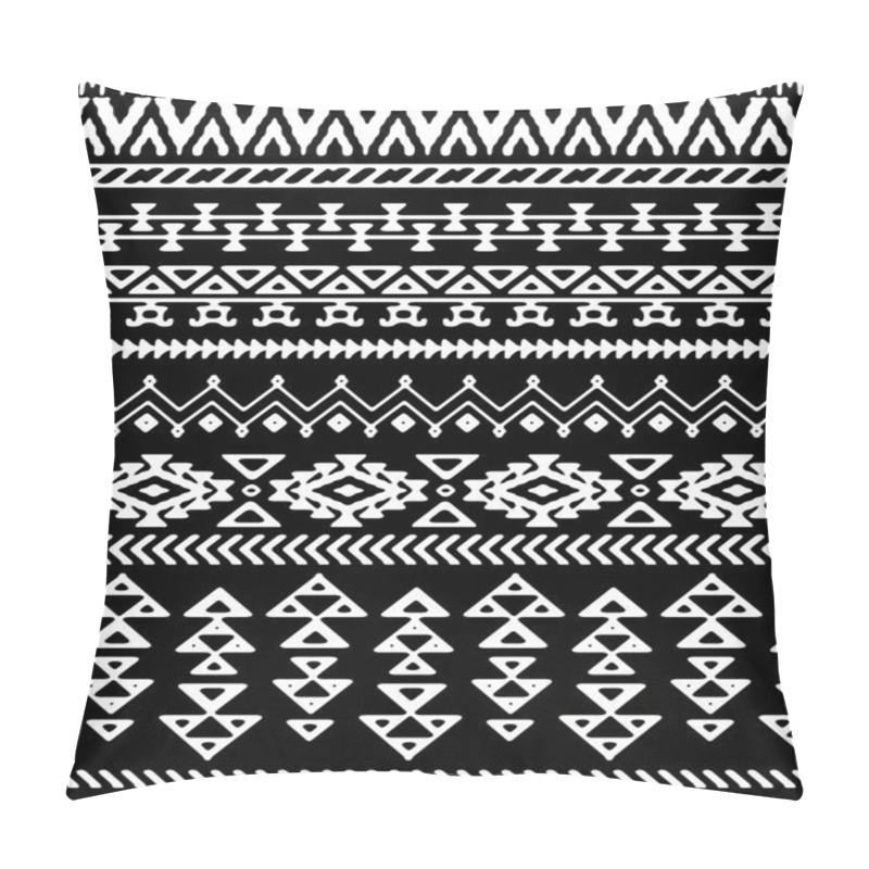 Personality  Seamless Hand Drawn Stripes Pattern With Ethnic And Tribal Ornament. Pillow Covers