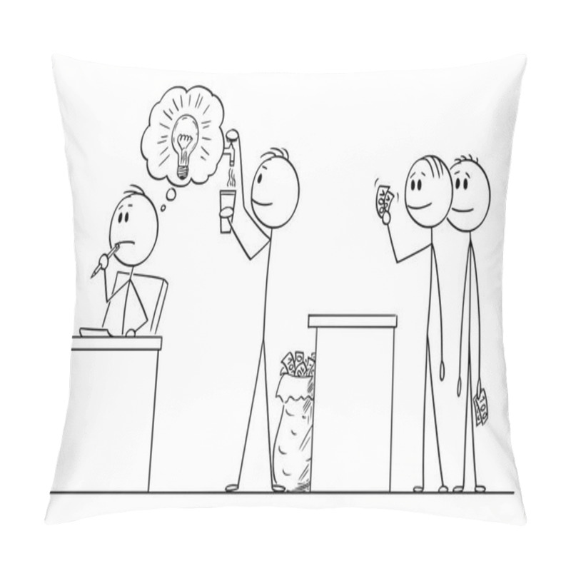 Personality  Vector Cartoon Of Creative Man Or Businessman Thinking About Problem And Another Man Exploiting And Capitalizing His Creativity Pillow Covers