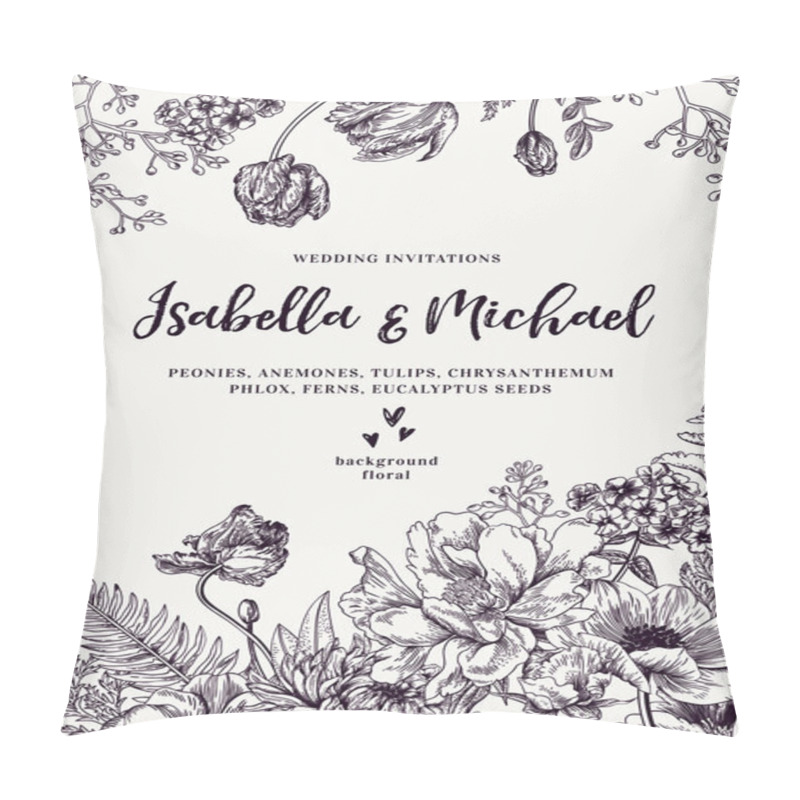 Personality  Wedding Invitation With Flowers Pillow Covers