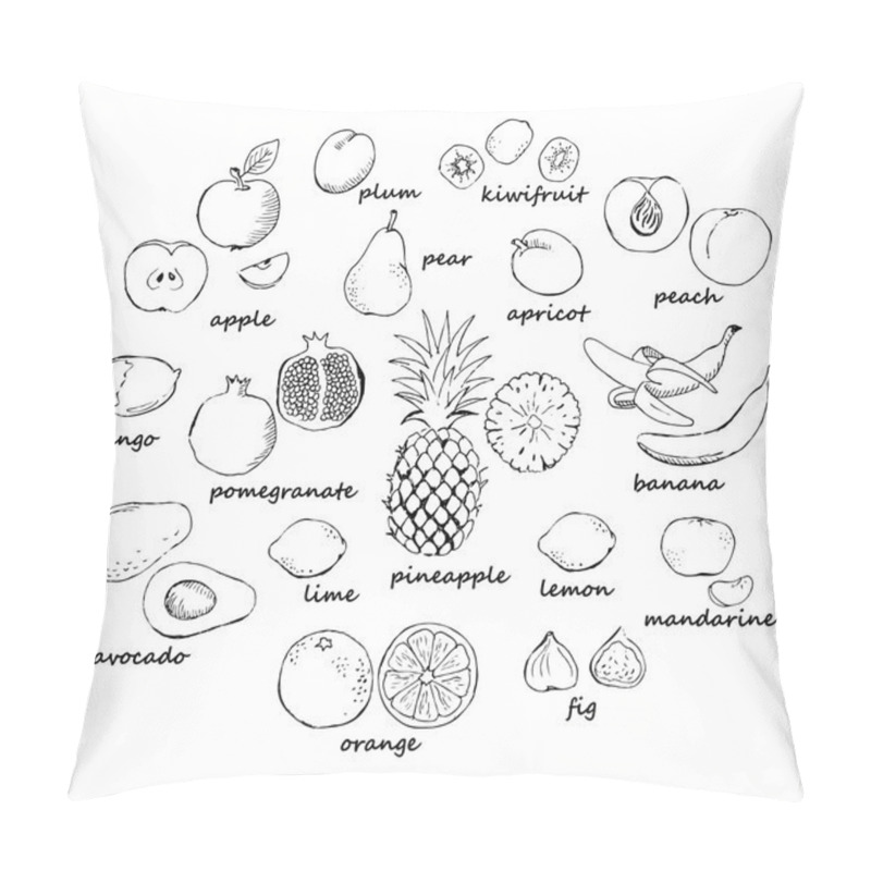 Personality  Set Of Fruit Doodles Pillow Covers