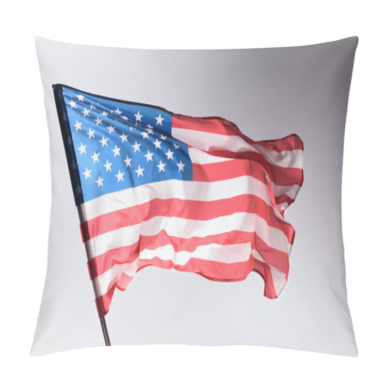 Personality  Waving United States Flag On Grey, Independence Day Concept Pillow Covers