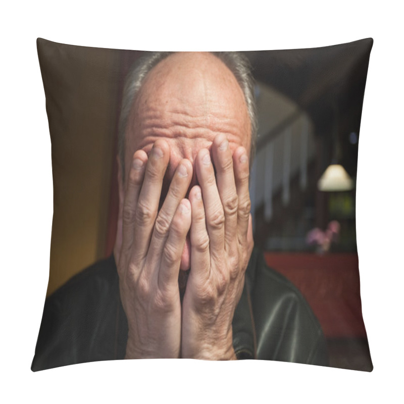 Personality  Depression. Elderly Man Pillow Covers