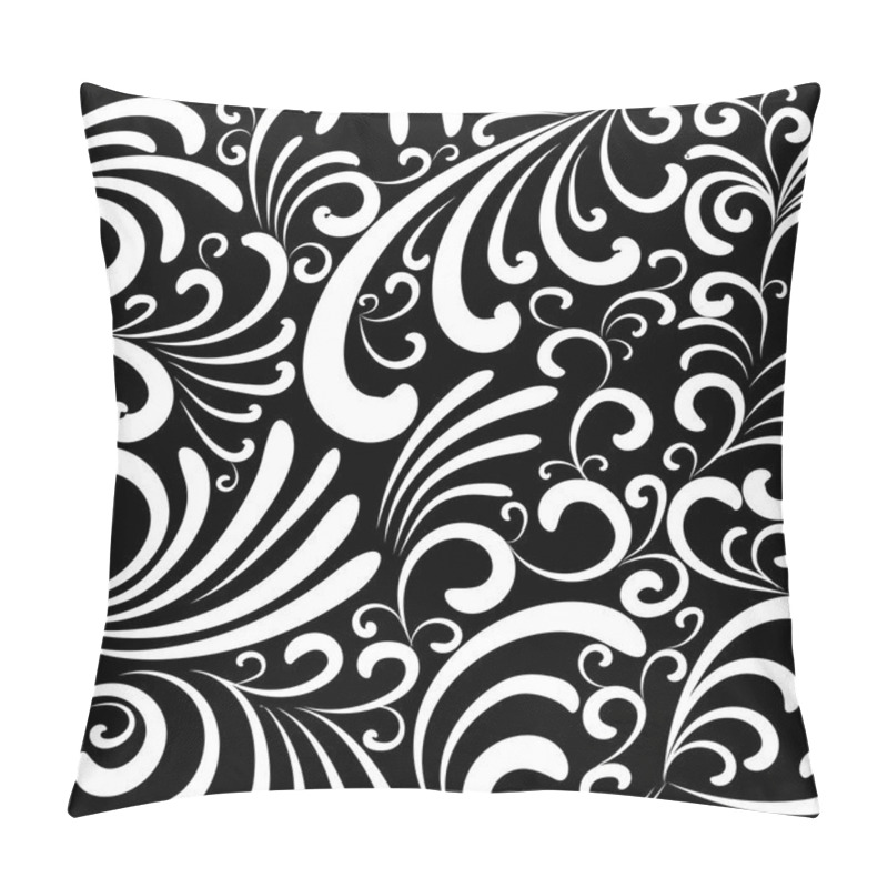 Personality  Isolated Black White Floral Vector Seamless Pattern.  Pillow Covers