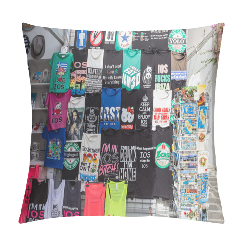 Personality  Souvenir Shop In The Famous Mediterranean Island Ios, Greece. Pillow Covers